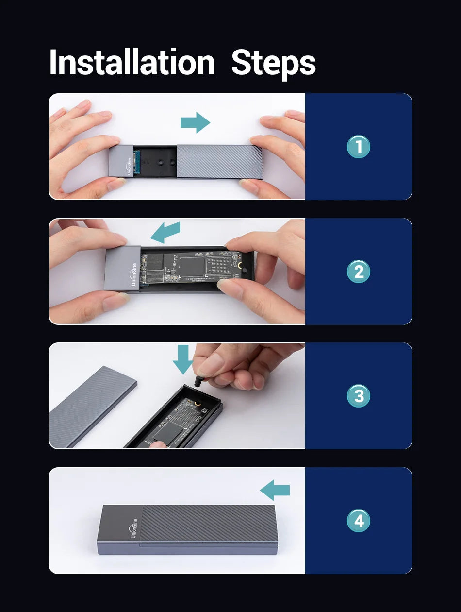 UnionSine M2 SSD Case NGFF SATA Protocol M.2 to USB Type C 3.1 SSD Adapter for SATA NGFF PCIe SSD DISK Box M.2 SSD Enclosure