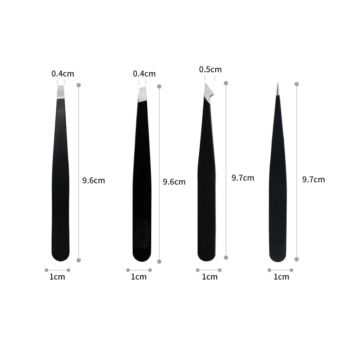 Tweezers Stainless Steel Eyebrow Tweezers Hair Removal Slanted Black Tip Point Face Harmless Beauty False Eyelashes Makeup Tools