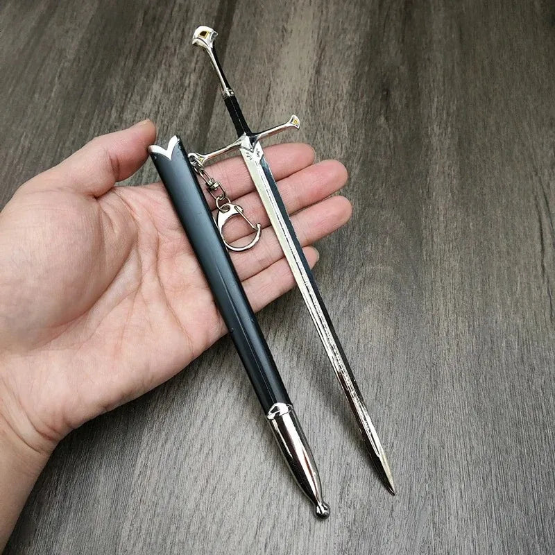 Glamdring Aragorn Narthil Sword Elves Anduril Middle-earth Weapon 22CM Metal Katana Samurai Sword Keychain Ornaments Gifts Toys
