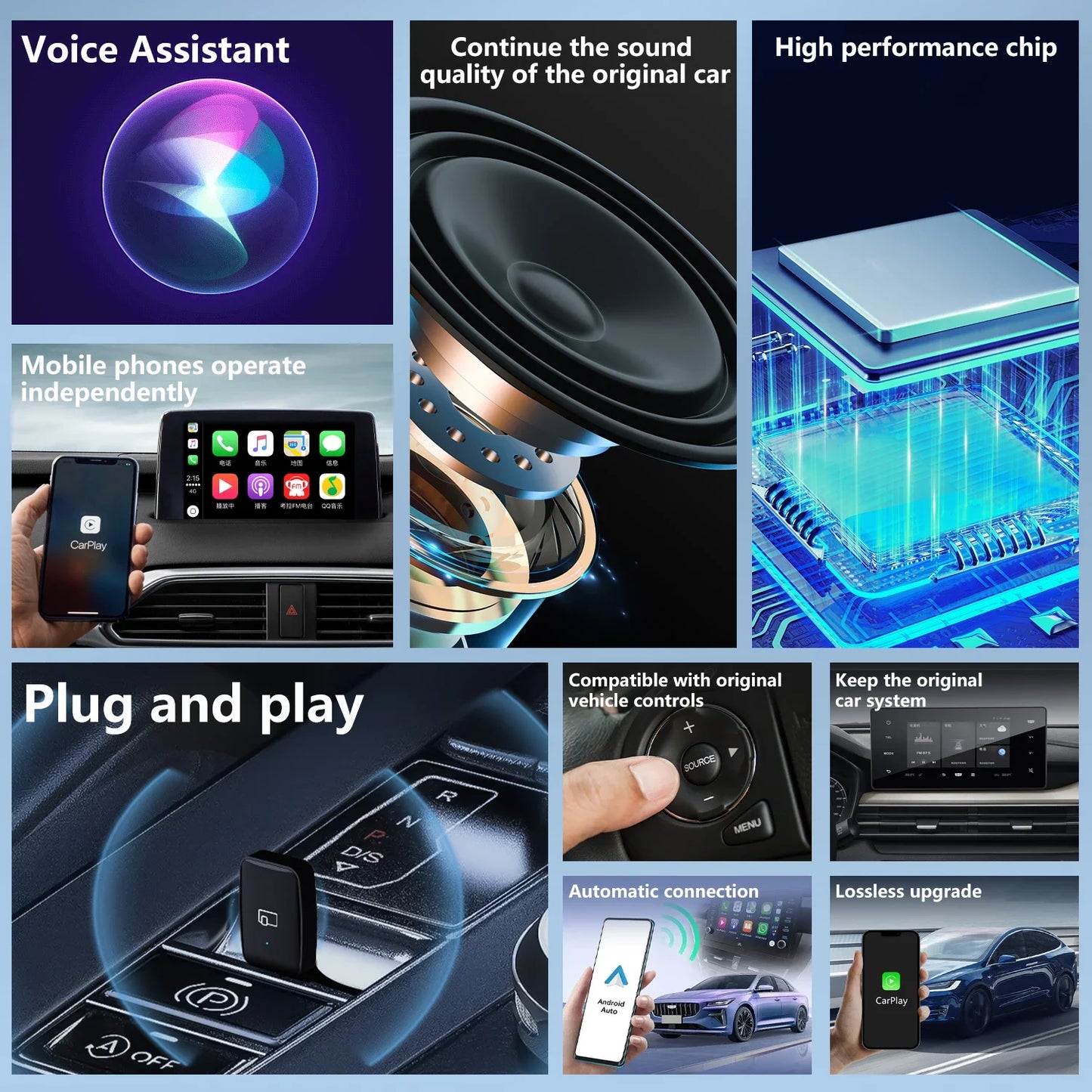 Mini CarPlay Box For Audi Mercedes Volvo Volkswagen Support Bluetooth Wireless Android Auto Connection Charging Siri IOS15