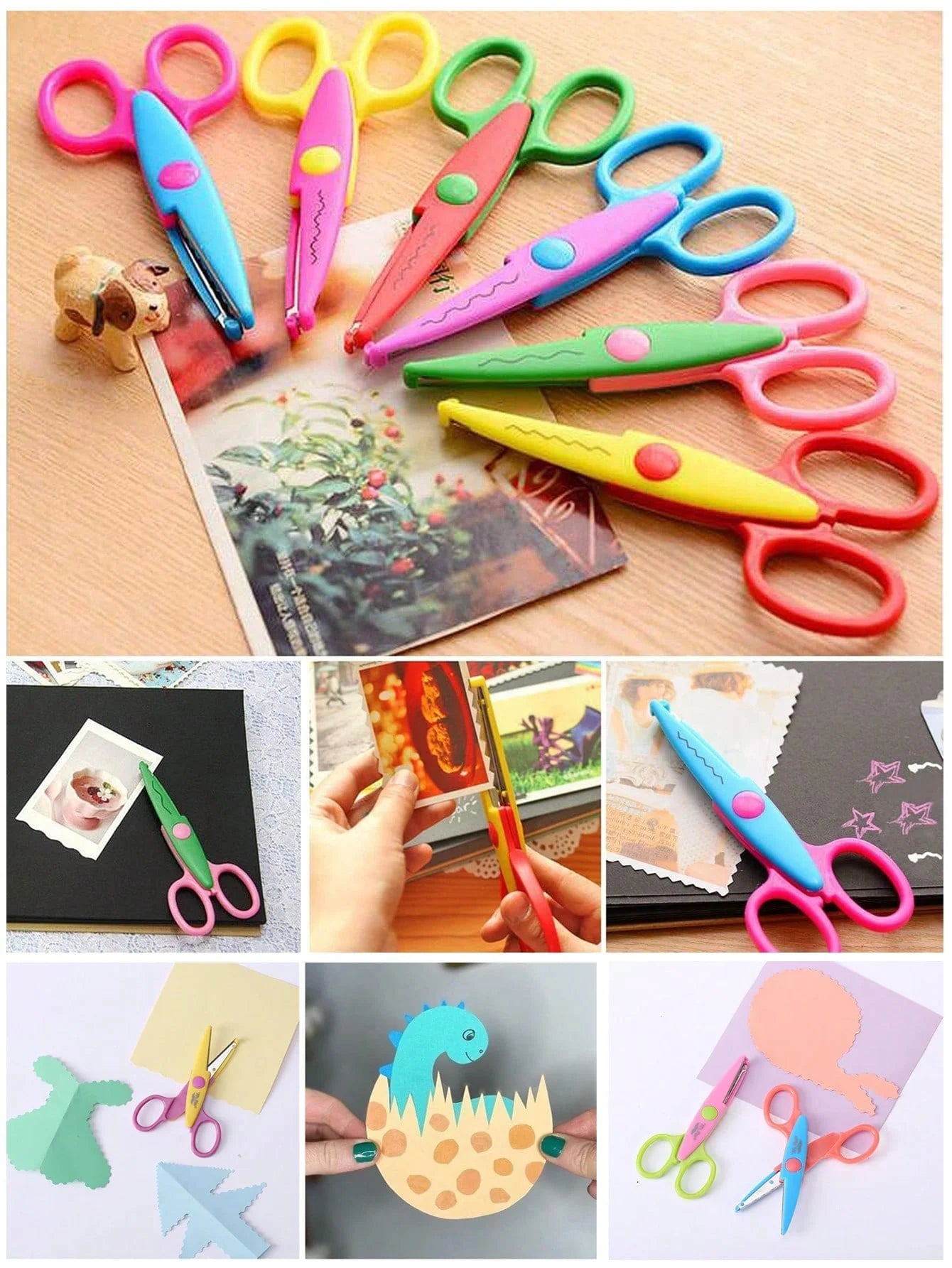 6pcs/Set Scissors Wavy Pattern Paper Cutter DIY Handmade Tools Paper Craft Kawaii Card Photo Scissors Kids Gifts Office Supplies