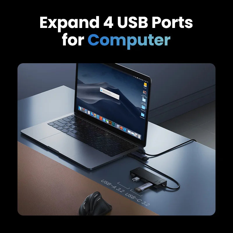 UGREEN USB C HUB 10Gbps Type-C 3.2 Gen2 USB Splitter USB C USB A Hub 4 USB Port 3.2 for MacBook Pro Air Type C Multiport Adapter