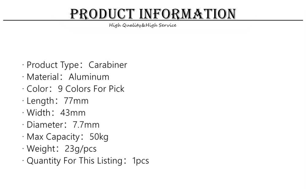 1pcs Aluminum Carabiner D-Ring Key Chain Clip Snap Hook Karabiner Camping Keyring 8 Colors