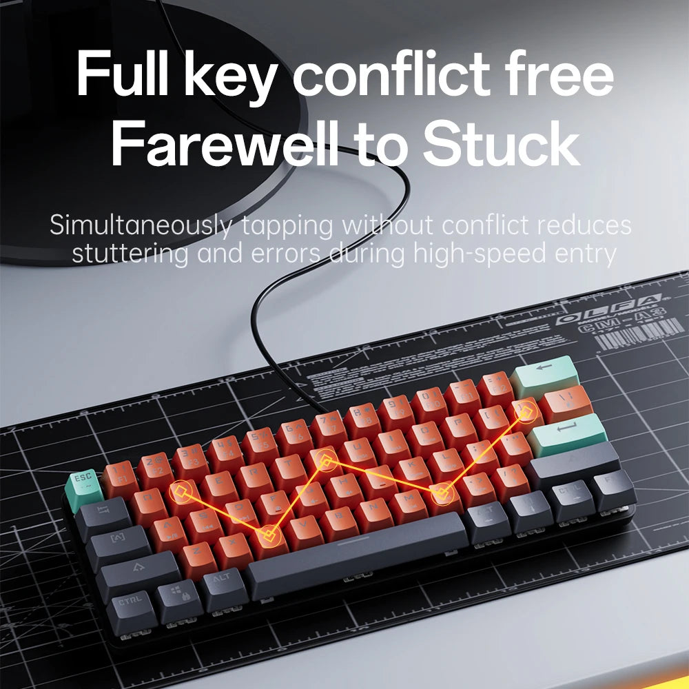 MUCAI 61 key mechanical keyboard red switch RGB backlight hot swappable compact and practical designed for gaming and typing