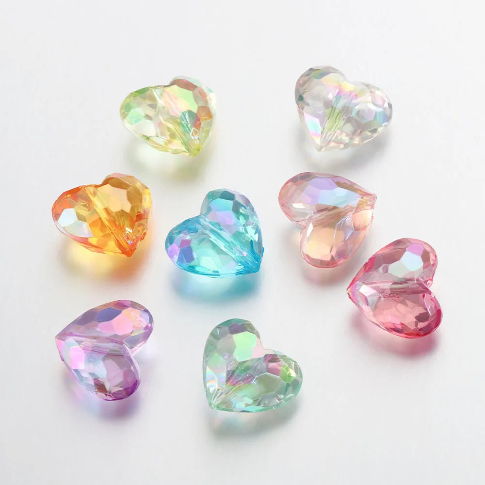 20pcs Mixed Color Love Heart Beads Clear Curtains Spacers for DIY Necklace Wind Chimes Christmas Valentine Gift Craft Materials