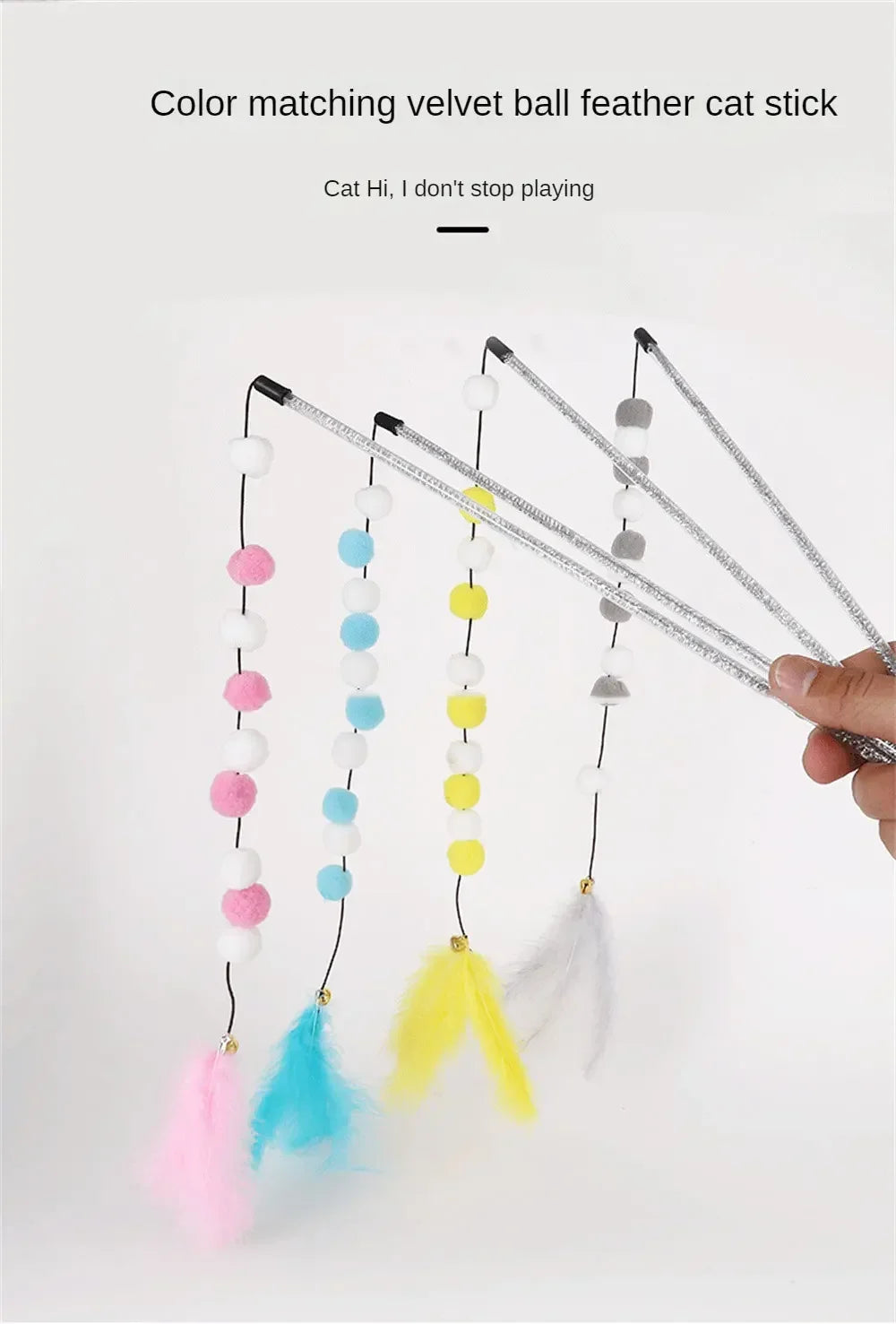 Kitten Cat Teaser Interactive Toy Rod With Bell And Feather Toys For Cats Teaser Interactive Toy Rod Pet Cats Toys Stick