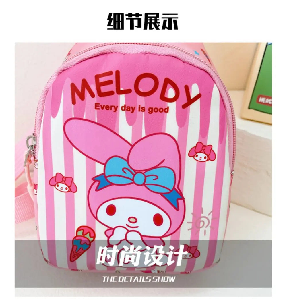Hello Kitty Children Chest Bag Sanrio figure Kuromi Cute Coin Purse Shoulder Bag Boy Girl Cross Body Bag Fashion Messenger Bag
