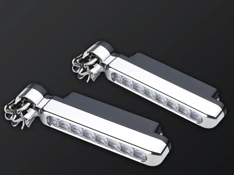 2pcs Car Wind Power Daytime Running Light LED Front Center Net Auxiliary Light Auto DIY Decoration Supplies Wind Energy Lamp