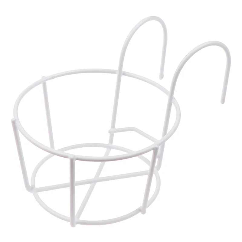 Garden Hanging Plant Iron Racks Balcony Round Flower Pot Rack Railing Fence