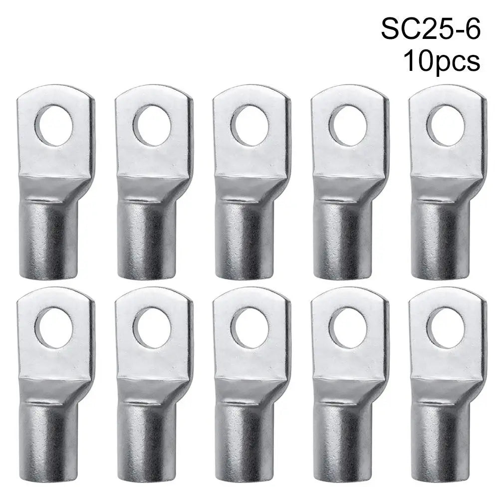 10pcs 16-35mm2 SC16-6 SC25-6 SC35-6 Tinned Copper Wire Nose Terminal Crimp SC Type Lugs Ring Cable Connector Kit