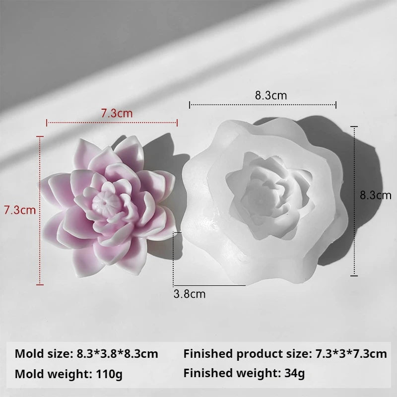 Silicone 3D Candle Molds DIY Handmade Peony Lotus Lotus Hibiscus Rose Flower  Soap Making Tools Para Velas форма для свечей