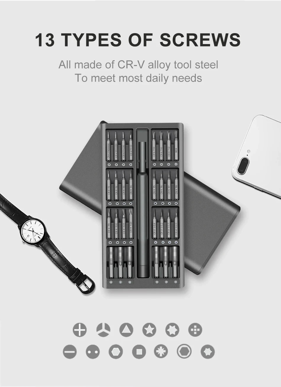 63 in 1 Precision Screwdriver Set Home Hand Repair Tool Kit Magnetic Phillips Drill Bits for iPhone Xiaomi Camera Glasses Watch