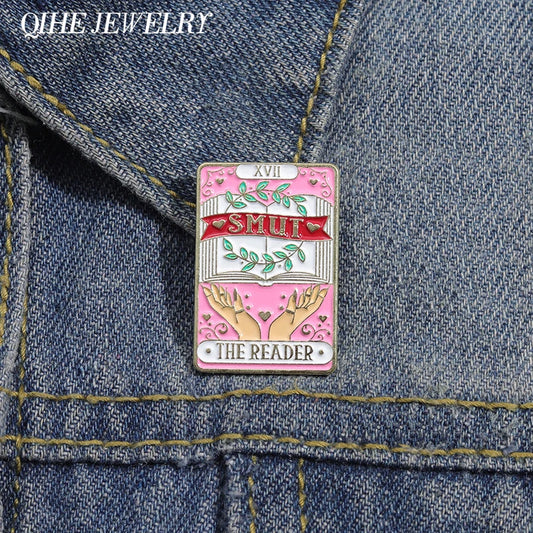 SMUT THE READER Brooch Tarot Card Enamel Pin Fashion Cartoon Lover Book Brooch Lapel Backpack Badge Jewelry Gift For Friends