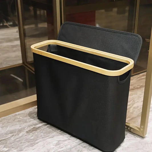 1 Storage Basket, Storage Shelf, Large Paper Holder, 12 Rolls Of Toilet Paper, Storage Rack With Lid, Oxford Cloth + Bamboo Stor