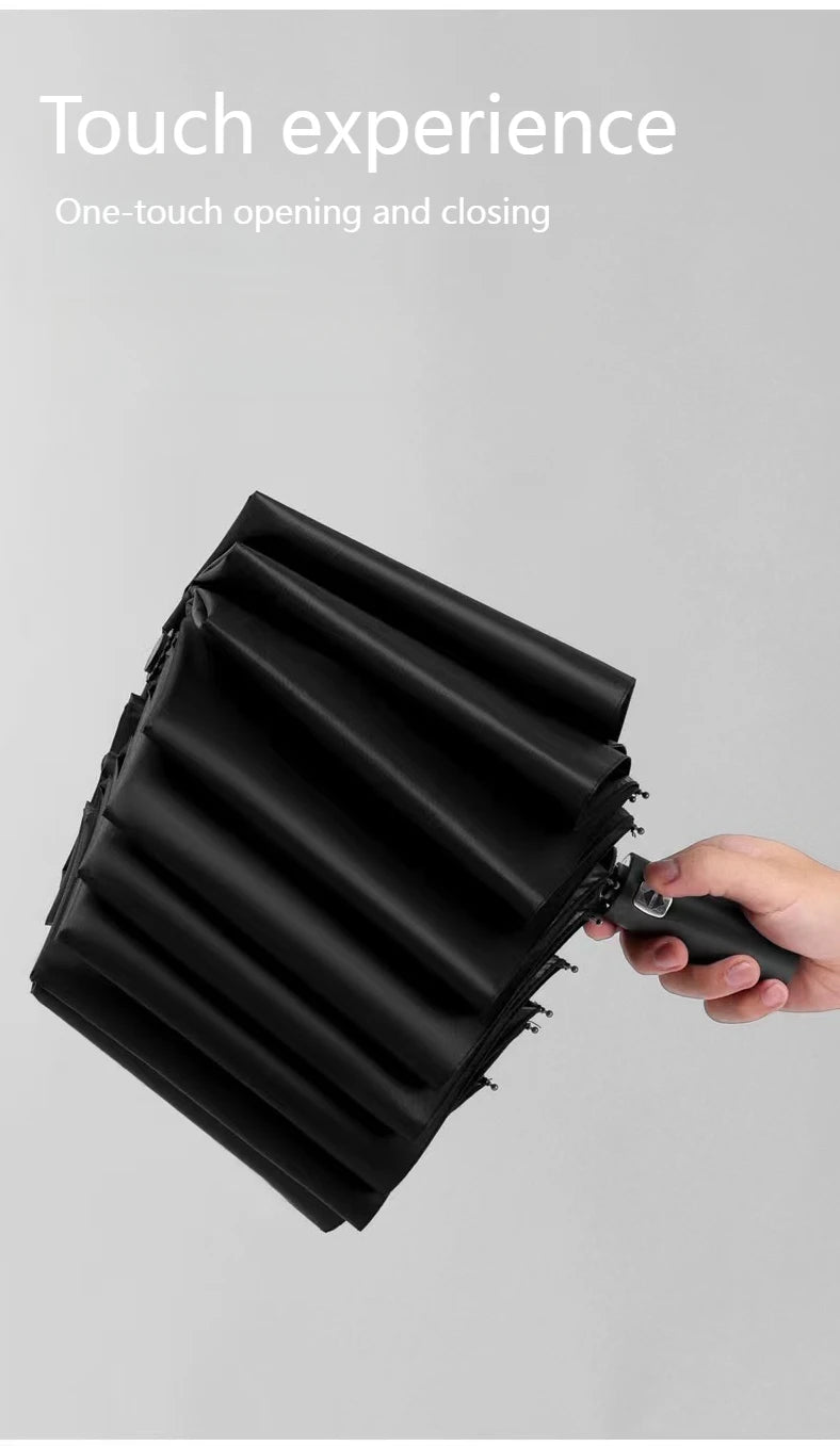 12 Bone Black Glue Fully Automatic Umbrella With Thick And Durable Keel Three Fold Umbrella UV Resistant Folding Umbrella 12 Bon