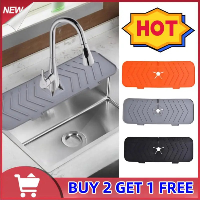 Kitchen Faucet Mat Silicone Absorbent Mat Sink Sponge Drain Rack Foldable Water Splash Catcher Mat Bathroom Countertop Protector