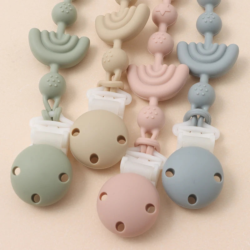 Baby Silicone Pacifier Chain Clip Dummy Nipples Holder Clips BPA Free Babies Teething Chain Toy Gifts For Cute Baby Accessories