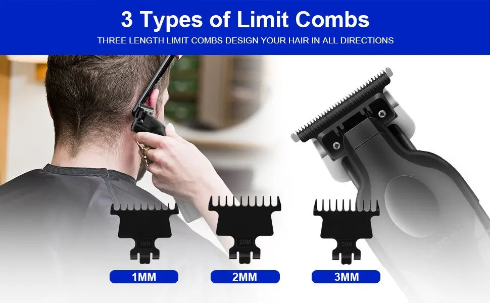 KEMEI Black Hair Clippers for Men Cordless Clippers for Hair Cutting Professional Barber Clippers USB Rechargeable Wireless Hair