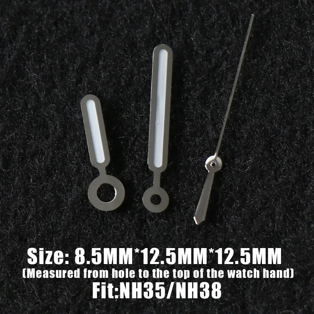 8.5*12.5*12.5mm NH35 Watch Hand for Seiko Nautilus NH35 NH36 Movement Watch Needle Hands Green Lume Silver Vintage Accessories