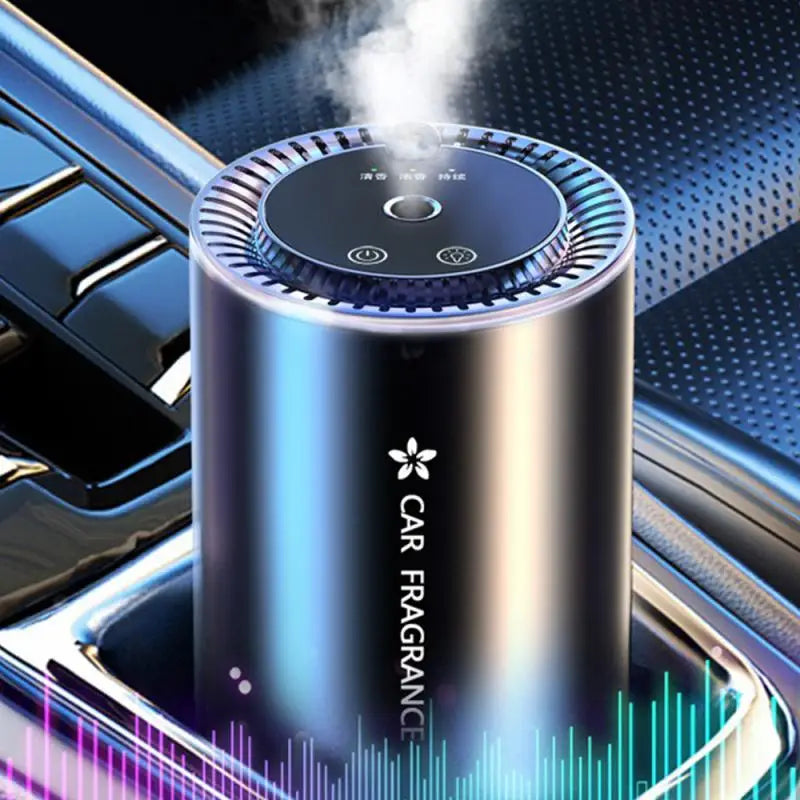 Car Air Freshener Essential Oil Fragrance Diffuser Smell Distributor USB Rechargeable Aromatherapy Scent Air Refresher LED Light