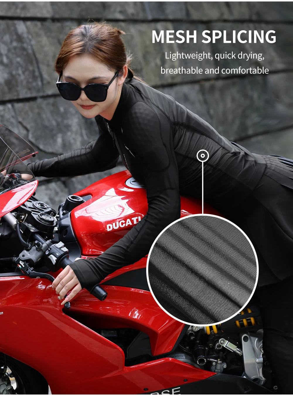 WOSAWE Women Motorcycle Soft Armor Full Body Summer Motorbike Protective Jacket Motocross Racing Pants CE Approved
