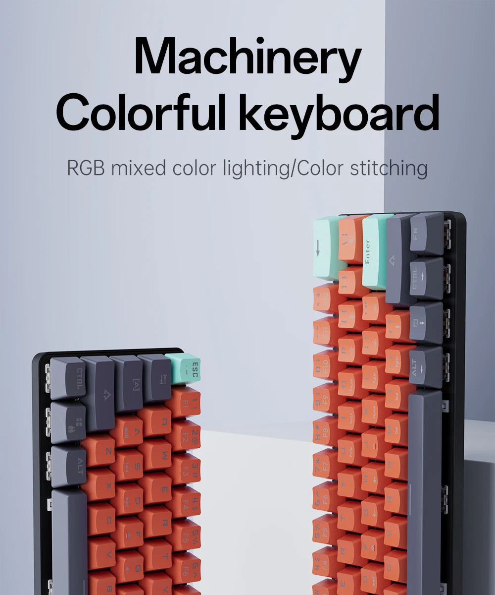 MUCAI 61 key mechanical keyboard red switch RGB backlight hot swappable compact and practical designed for gaming and typing
