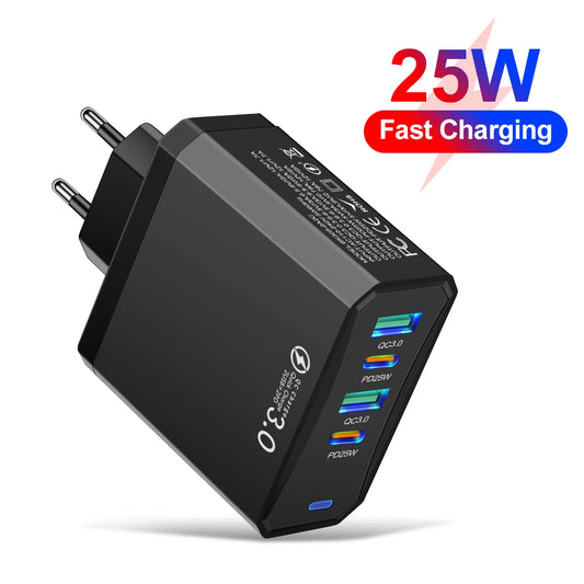 PD 25W USB C Charger PD Phone Charge Fast Charging USB-C Charger Quick Charge 3.0 Adapter For iPhone 15 14 Xiaomi Huawei Samsung