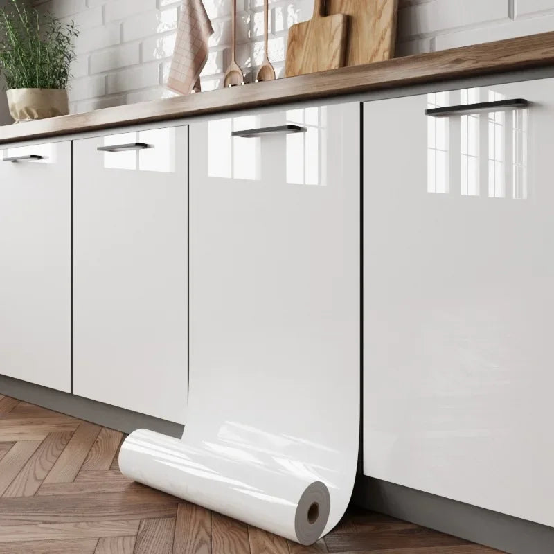 Glossy White Self-adhesive Kitchen Sticker, Water and Moisture Resistant for Countertop and Table Decoration, Cabinet Protection