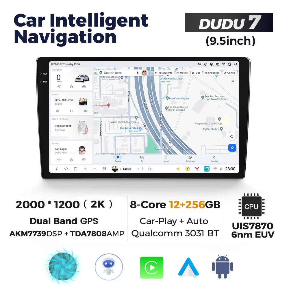 DUDUAUTO 9.5/10.36inch DUDU7 Android 13 Universal Carplay Multimedia Car Radio WIFI DSP TDA7708 12+512G Android-Auto Carplay