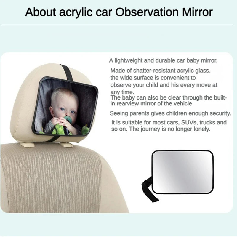 Car Safety Car Baby Mirror Safety Rearview Mirror Rear Seat Mirror Child Seat Headrest Mounting Mirror Safety Monitor Square