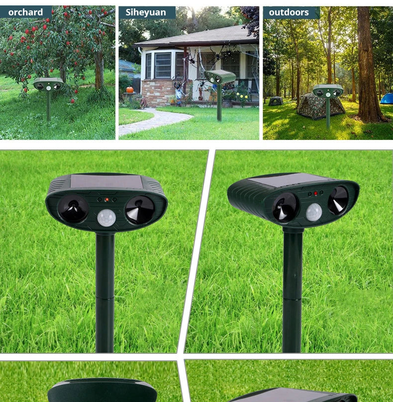 1pc ultrasound  Repellant Cat Dog Repellant Solar Powered Rechargeable Garden Waterproof creature Deterrent For Farm Yard