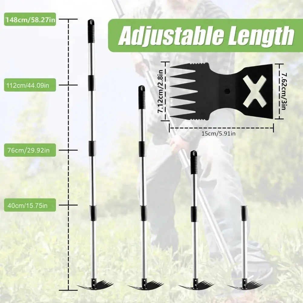 148cm 4-Section All-Steel Dual-Purpose Hoe And Shovel Multifunctional Garden Tool with Weeding And Raking Features for Home Use