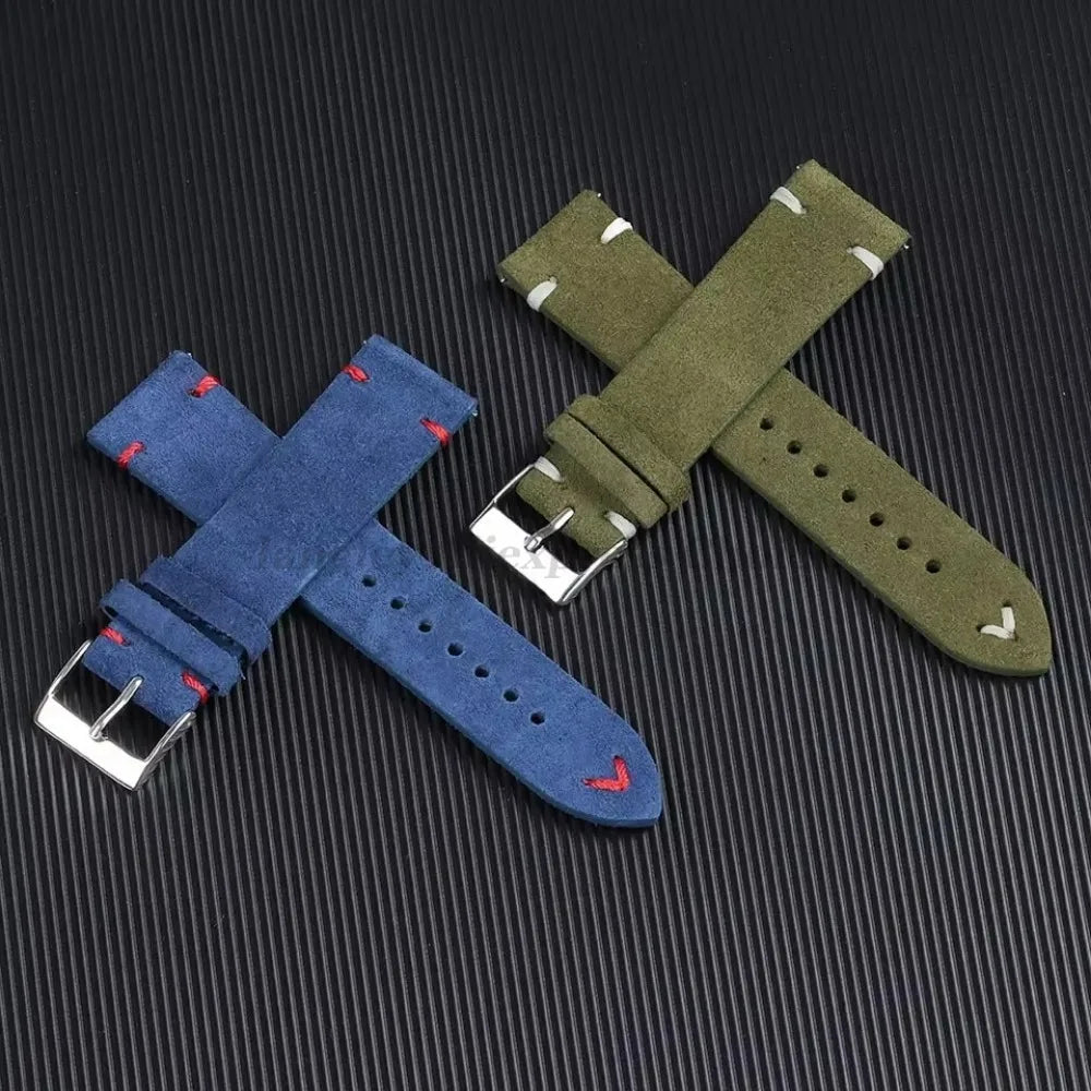 Soft Suede Watch Band 18mm 20mm 22mm Leather Strap Brown Blue Black Belt Replacement for Seiko Quick Release Men Women Bracelet