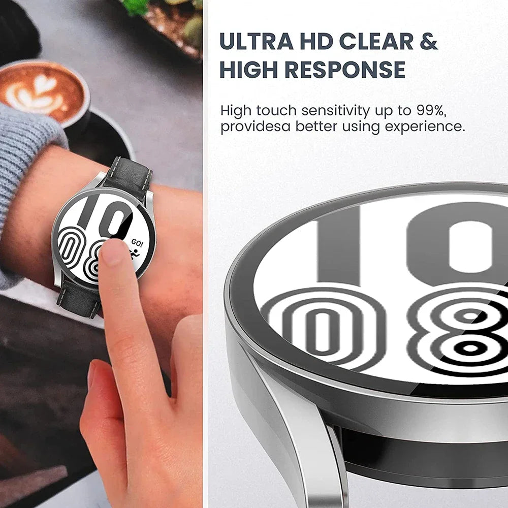 Tempered Glass+PC Cover for Samsung Galaxy Watch 4 5 6 44mm 40mm All Coverage Protective Bumper Case Galaxy Watch4 5 Accessories