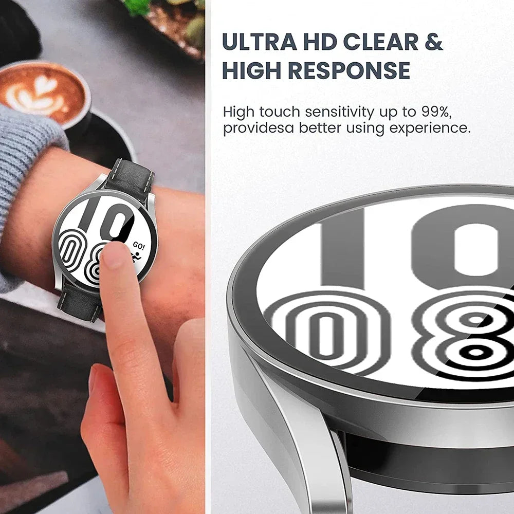 Tempered Glass+PC Cover for Samsung Galaxy Watch 4 5 6 44mm 40mm All Coverage Protective Bumper Case Galaxy Watch4 5 Accessories