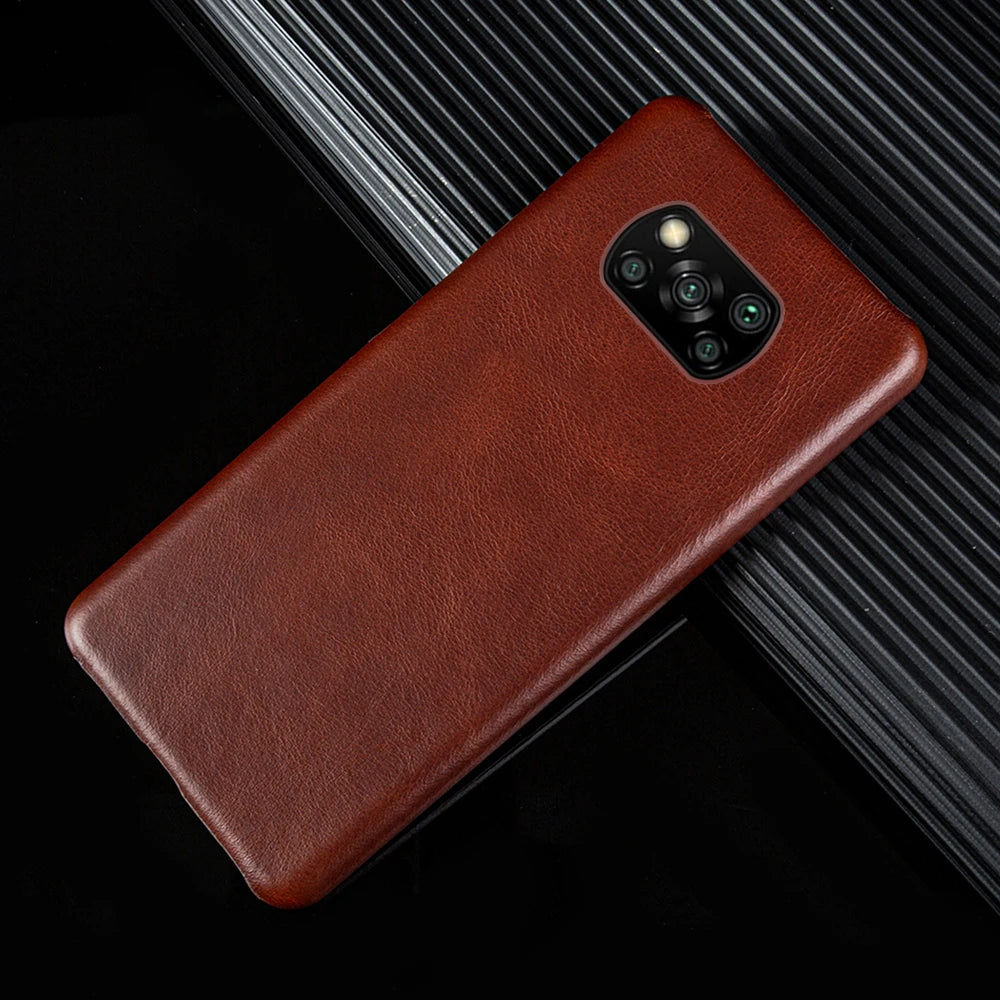 Genuine Leather Phone Case For Xiaomi Poco Series Cover Hand Made Oil Wax Pattern X3 X4 M3 M4 M5 F1 F2 F3 F3GT F4 F4GT C40 C50