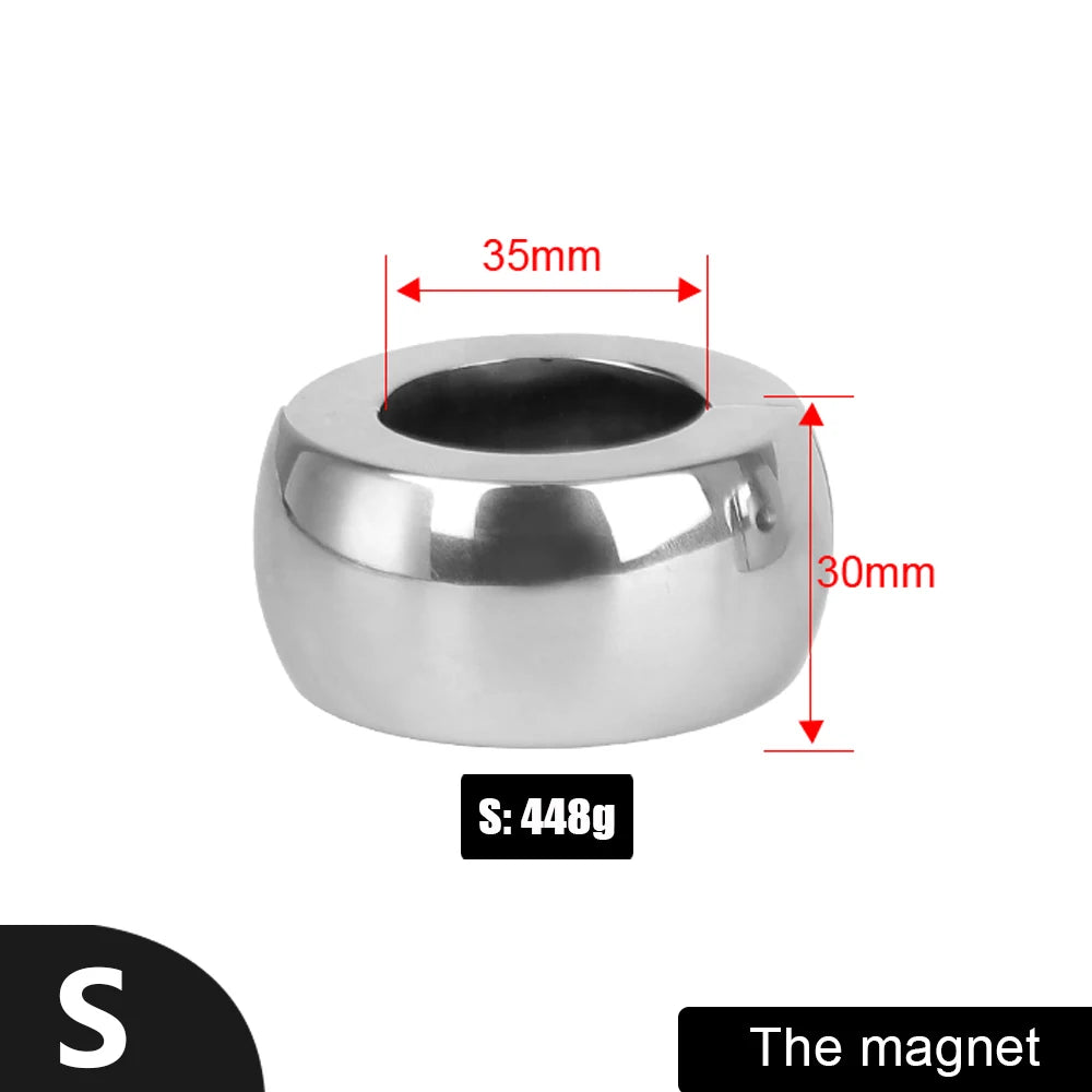 448-833g Heavy Stainless Steel 30-60mm Penis Ring for Men Cock Exerciser Scrotum Lock Testis Stretcher Sex Toys Male Masturbator