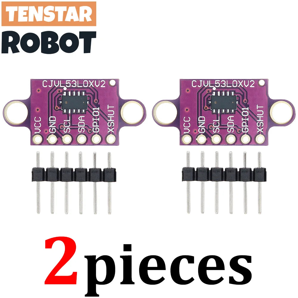 TENSTAR 2pcs VL53L0X Time-of-Flight (ToF) Laser Ranging Sensor Breakout 940nm CJVL53L0XV2 Laser Distance Module IIC
