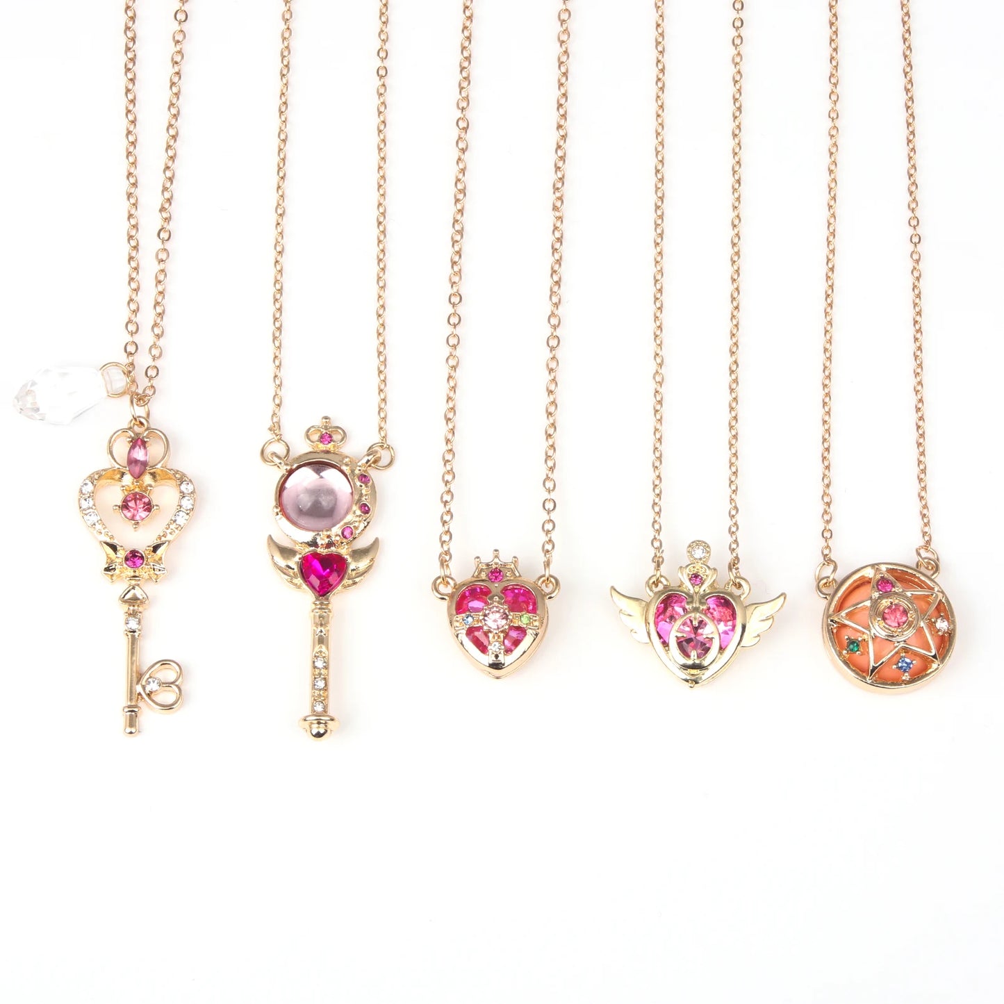 Anime Sailor Moon Necklace Love Wings Magic Stick Pendant Necklace Girl Jewelry Gift Cosplay Prop Choker