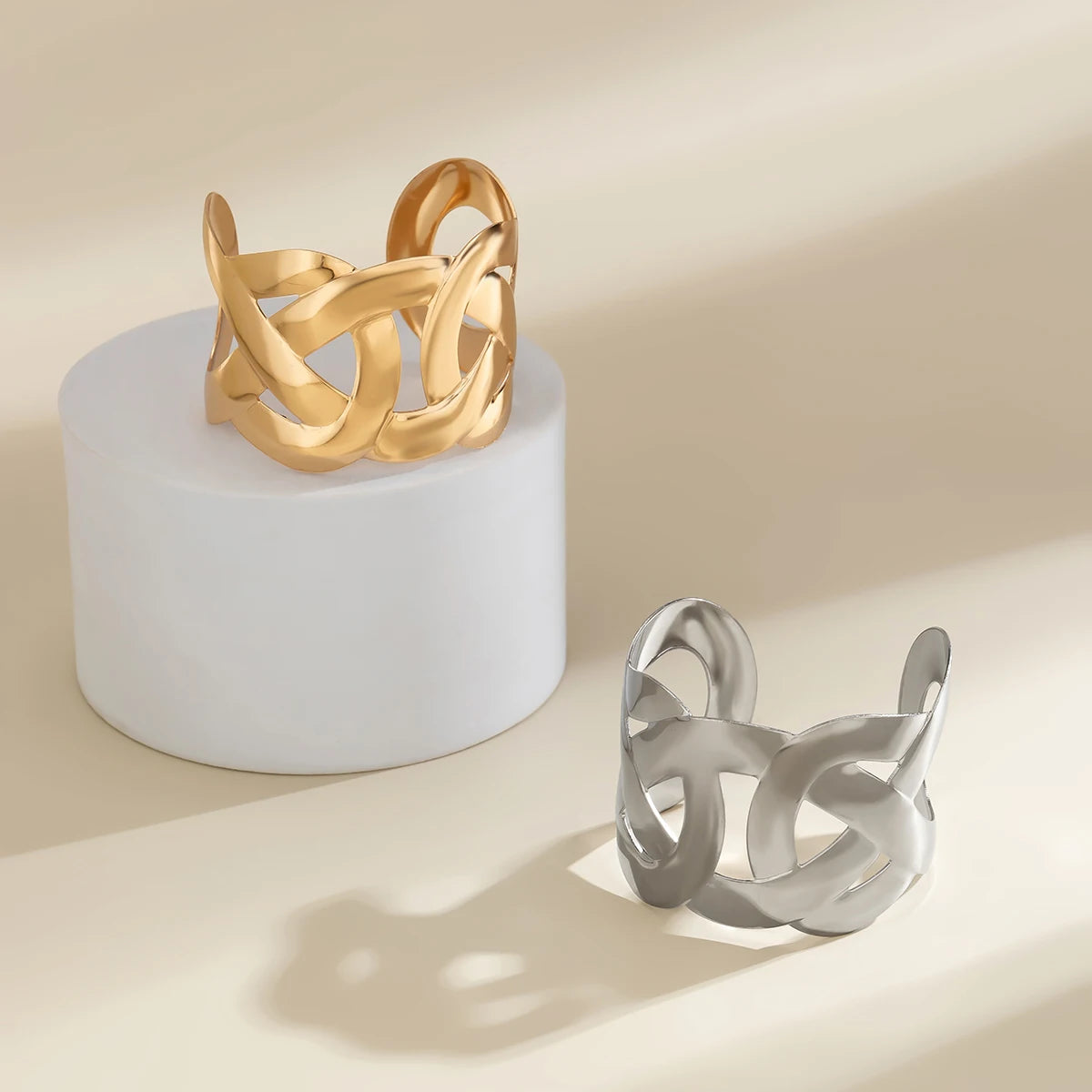 Ingemark Punk Smooth Hollow Out Metal Wide Open Cuff Bangles for Women Fashion Statement Vintage Charm Bracelets Steampunk Men