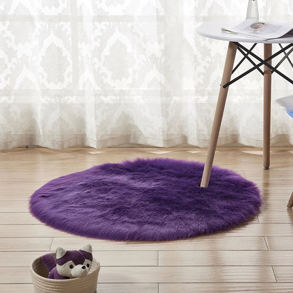Carpet Soft Machine Floor Small Rugs Mat Warm Artificial Sheepskin Rug Chair Cover Fluffy Round Rug Carpet Circles