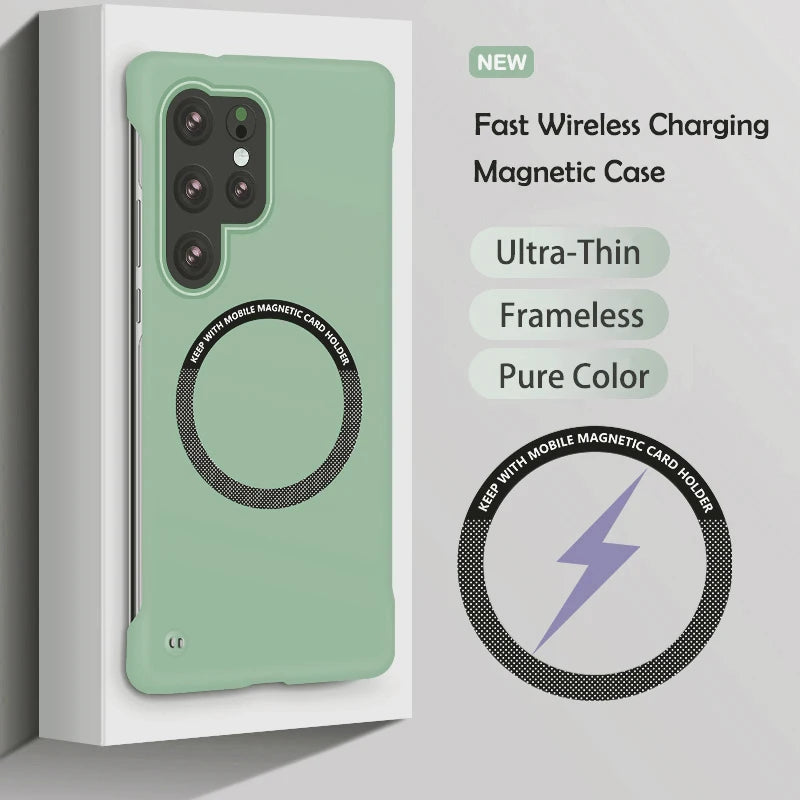 Ultra Slim Magnetic Frameless Solid Color Phone Case for Samsung S26 S25 FE Edge S24 S23 S22 S21 FE Plus Ultra Magsafe Cover