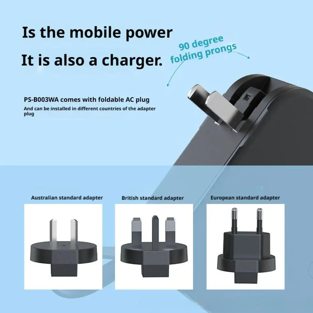 10000mAh Magnetic Wireless Power Bank 22.5W Fast Charging AC Wall Plug 5 in 1 Portable Charger Multifunctional Phone Stand