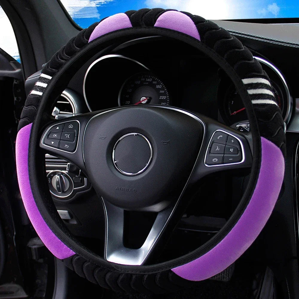 Universal Car Steering Wheel Cover Little Monster Styling Decor Steering Wheel Elastic Covers for Men Women Winter Plush Warm
