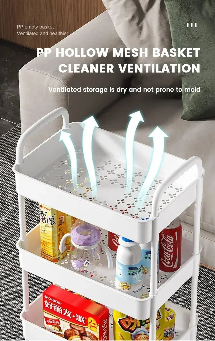 Household Multi-layer Small Cart Storage Rack Floor To Floor Kitchen Bedroom Bathroom Storage Rack Storage Rack With Wheels