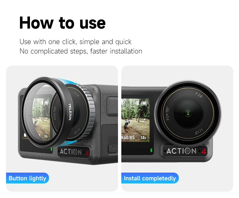 TELESIN CPL ND8 ND16 ND32 Lens Set Aluminium Alloy Frame for DJI OSMO Action 3 4 5pro ND CPL Filter Action Camera Accessories