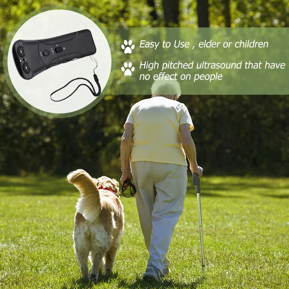 2 in 1 Ultrasonic Dog Repeller USB Rechargeable Dog Drive Device Portable Dog Trainer Anti Barking Device with LED Indicator