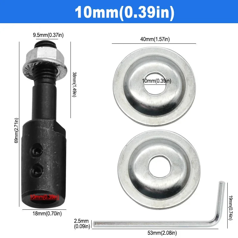 10mm Spindle Adapter for Grinding Polishing 5mm/6mm/8mm/10mm/12mm/14mm/16mm Shaft Motor Bench Grinder
