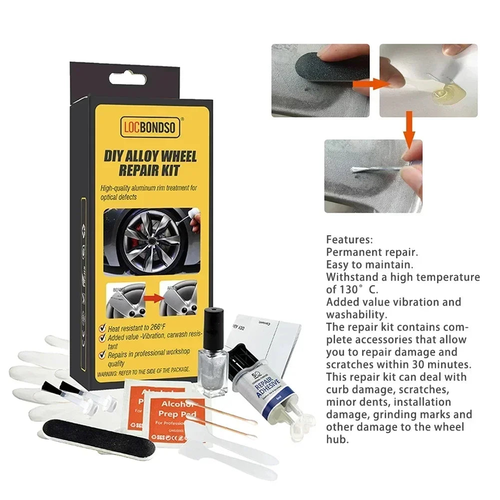 Aluminum Alloy Car Wheel Repair Kit Washable Auto Wheel Rims Repair Tool Set Dent Scratch Restore Wheel Rim care Accessories