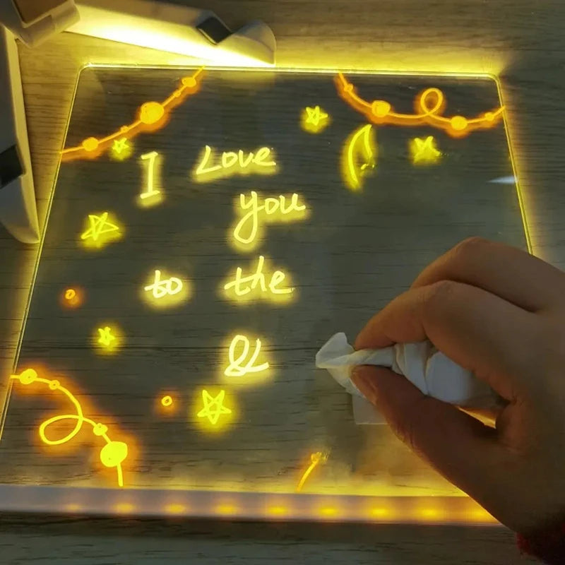 LED Note Night Light Board With Colorful 7 Pens DIY Acrylic Message Board Children‘s Drawing Board For Kids Birthday Gifts